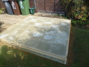 Installation of a shed base for a customer in Corby.