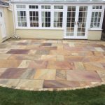 The garden after the Indian Sandstone patio was laid. Broughton