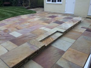 The patio after the Indian Sandstone was laid.