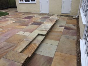 The newly laid patio in Broughton.
