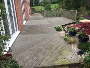 The pre-existing decking area in Broughton.