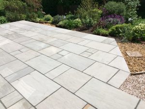 Another view of the new installed Indian Sandstone patio.