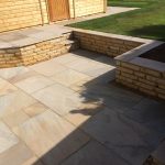 Another view of the retaining wall and patio area.