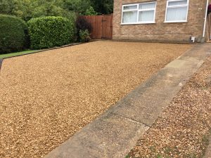 The completed gravel driveway in Kettering Northamptonshire.