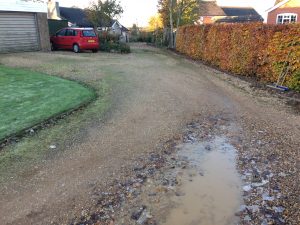 The existing driveway in Wilbarston near Market Harborough.