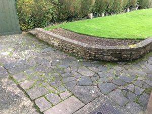 The patio in Market Harborough, Corby, Northamptonshire before work was started.