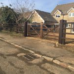 The new oak gate posts and gates in Corby Northamptonshire.