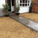 The gravel driveway and Indian Sandstone path in Market Harborough.