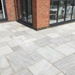 The newly replaced Indian Sandstone Patio in Market Harborough, Stoke Albany.
