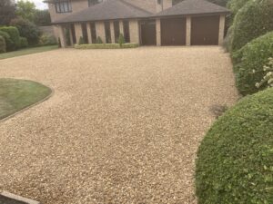 The finished gravel driveway in Leicestershire