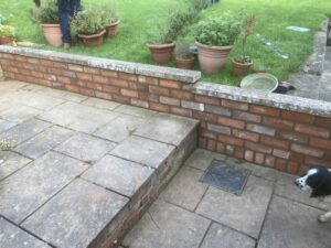 The repaired wall in Market Harborough